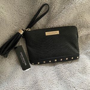 Jones New York black and gold wristlet.